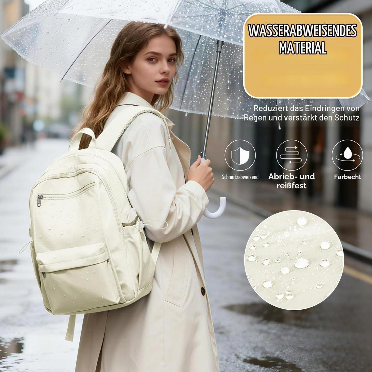 Schulrucksack für Teenager Mädchen – Beige School Bag 24L