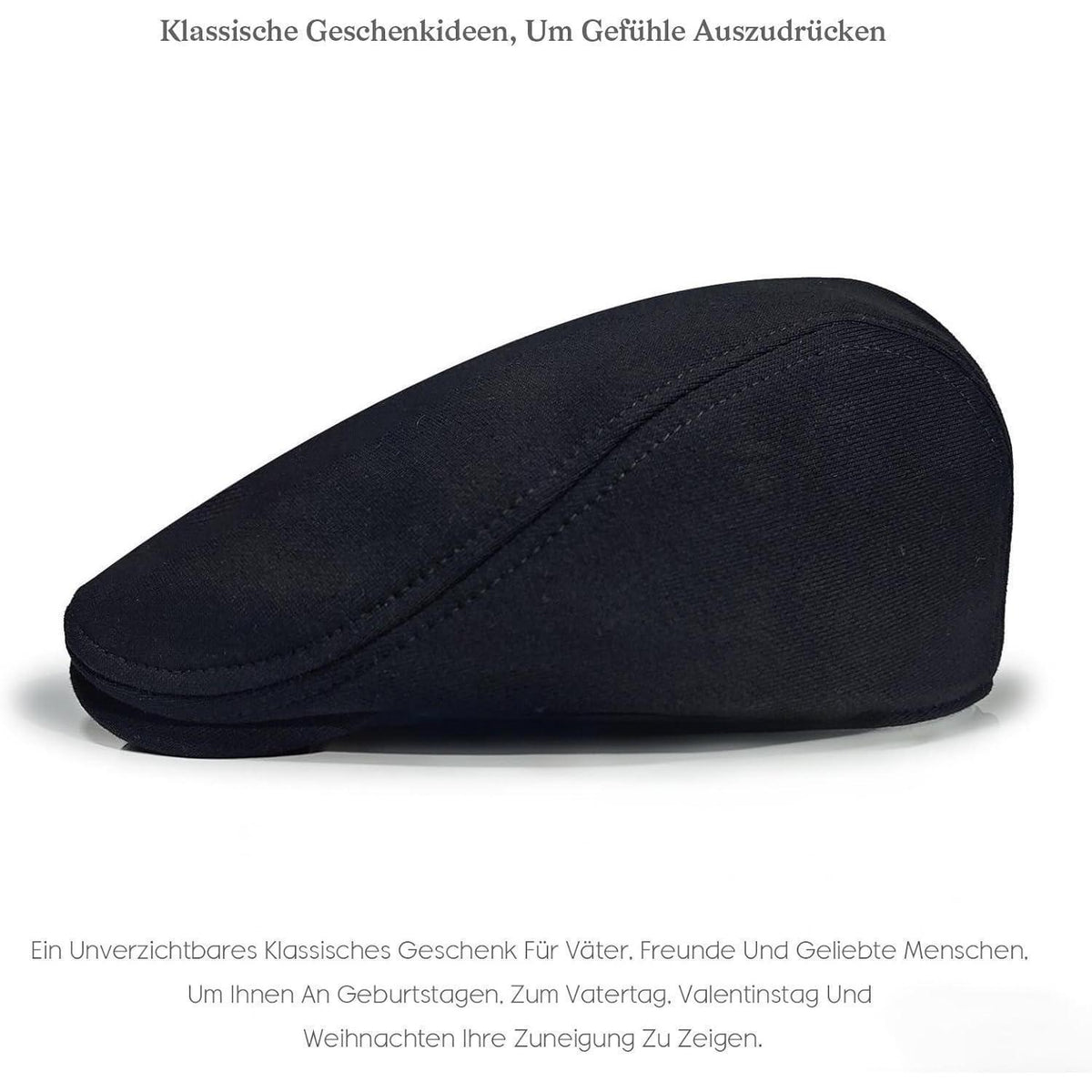 Schiebermütze Herren Baumwolle mit Gummizug – Schwarz