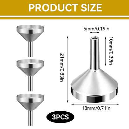 3x Mini Edelstahl Trichter Set für Küche & Kosmetik