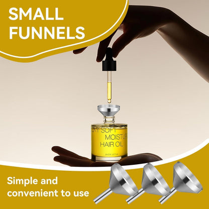 3x Mini Edelstahl Trichter Set für Küche & Kosmetik