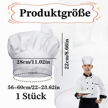 Kochmütze Weiß Baumwolle Unisex für Erwachsene