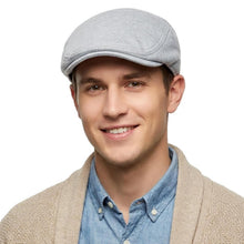 Baumwoll Schiebermütze Herren – Flatcap Newsboy Cap Grau