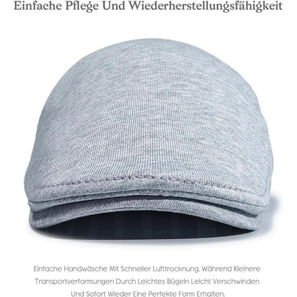 Baumwoll Schiebermütze Herren – Flatcap Newsboy Cap Grau