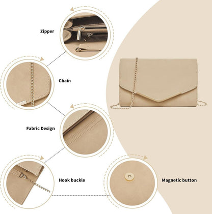 Miss Lulu Damen Umschlag Clutch Abendtasche mit Kette für Hochzeit Party