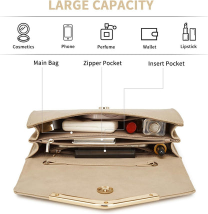 Damen Umschlag Clutch Elegant Abendtasche Kette Hochzeit Party Prom