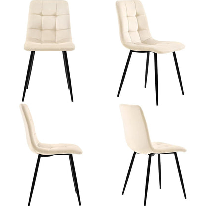 Esstisch Set 117cm mit 4 Samtstühlen – Modernes Esszimmer Set