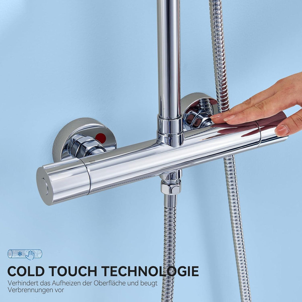 Thermostat-Duschsystem mit Regendusche & Verbrühschutz
