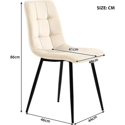 Esstisch Set 117cm mit 4 Samtstühlen – Modernes Esszimmer