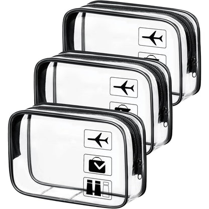 Transparente Kulturtasche 3er Set, wasserdicht, TSA-zugelassen
