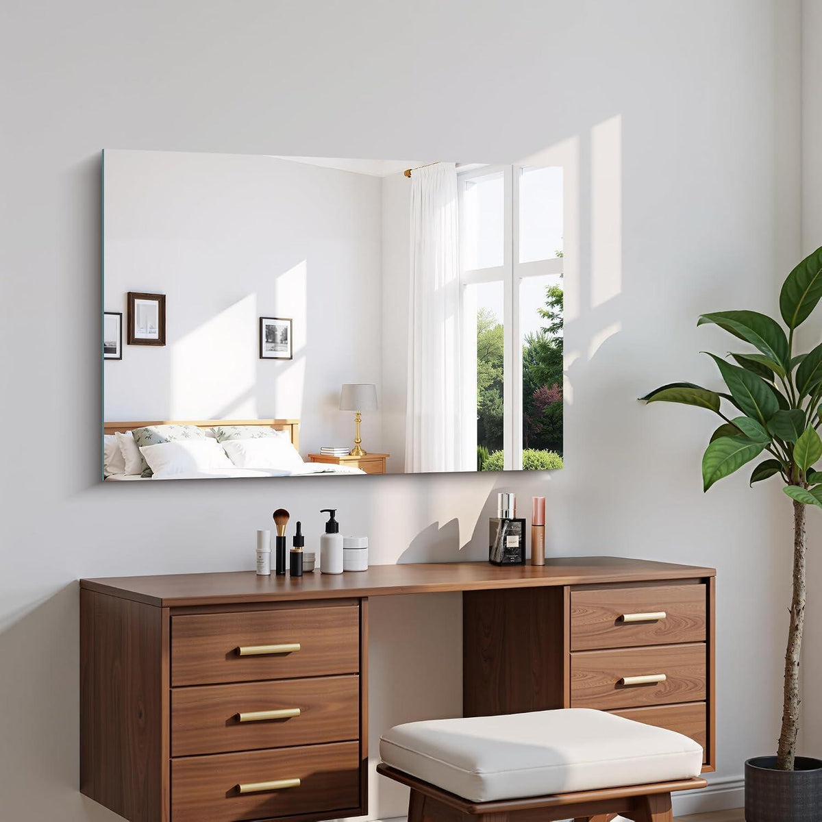 Rahmenloser Wandspiegel 90x60 cm – Badezimmer Spiegel mit Explosionsschutz
