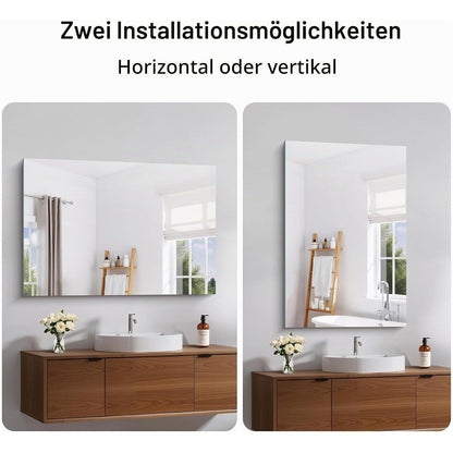 Rahmenloser Wandspiegel 90x60 cm – Badezimmer Spiegel mit Explosionsschutz