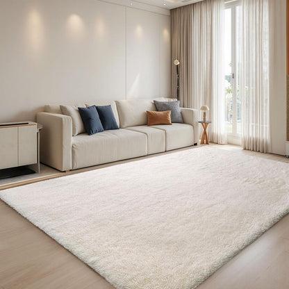 Grauer Hochflor Teppich 140x200 – Waschbar & Rutschfest für Wohnzimmer