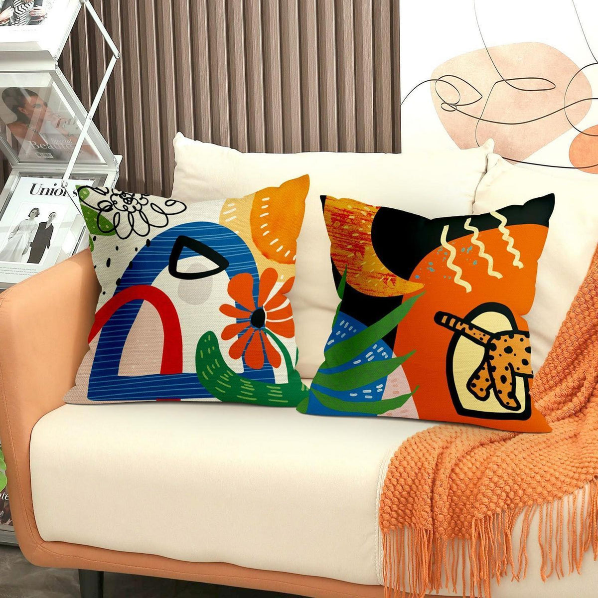 4er Set Kissenbezüge 40x40 Boho Geometrisch Blumenmuster