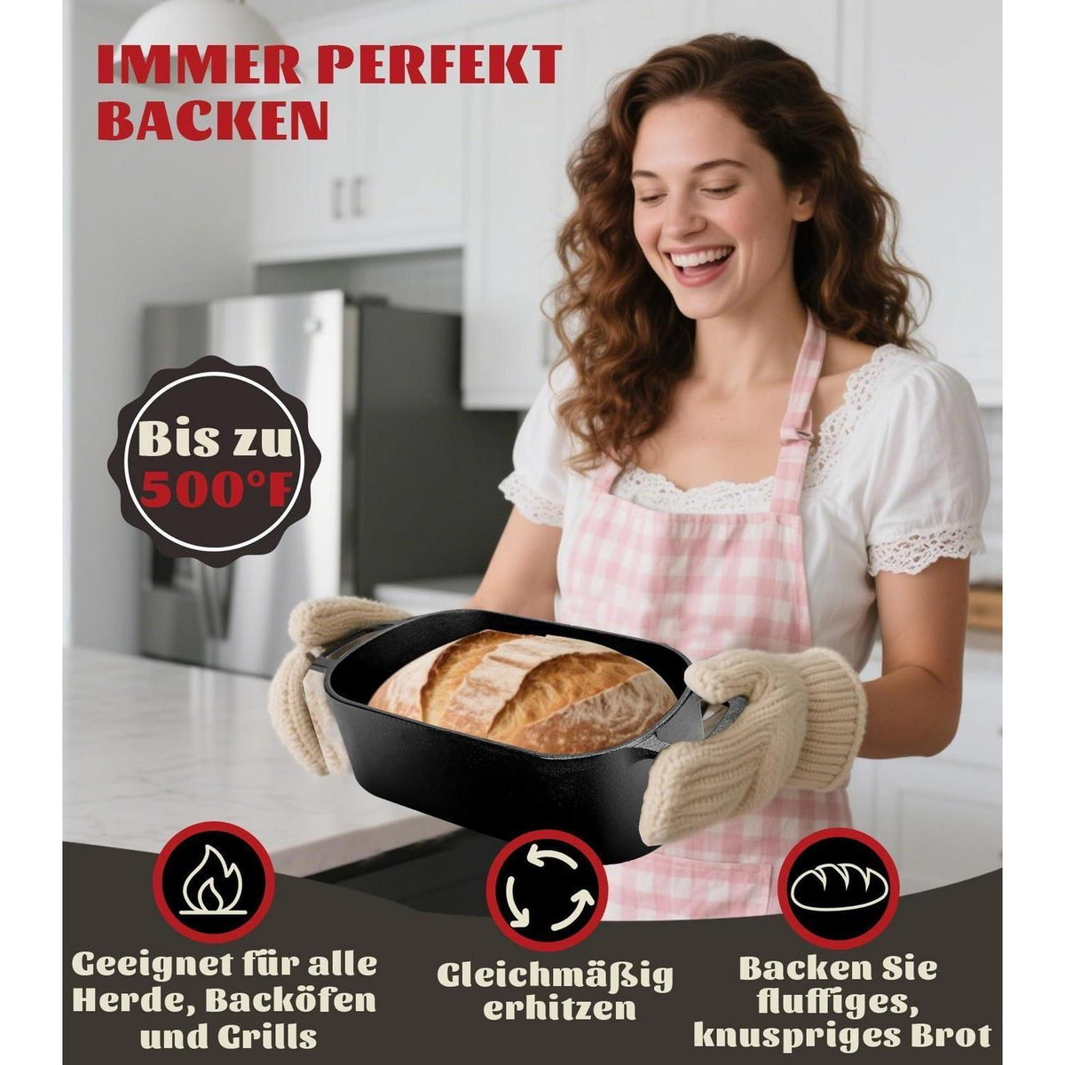 Gusseisen Brotbacktopf Set mit Gärkorb & Dutch Oven