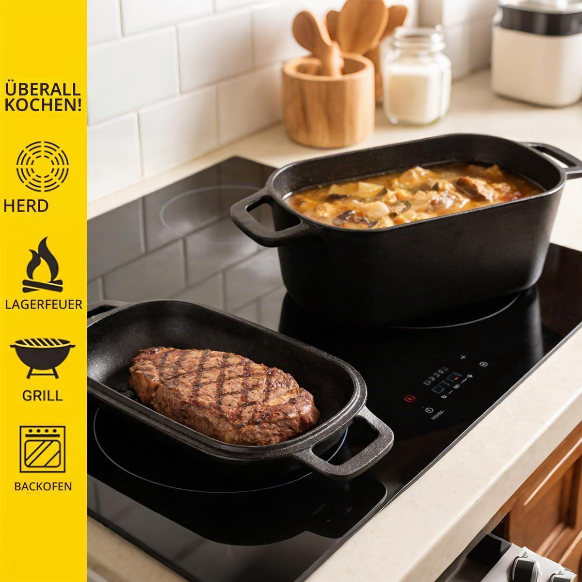 Gusseisen Brotbacktopf Set mit Gärkorb & Dutch Oven