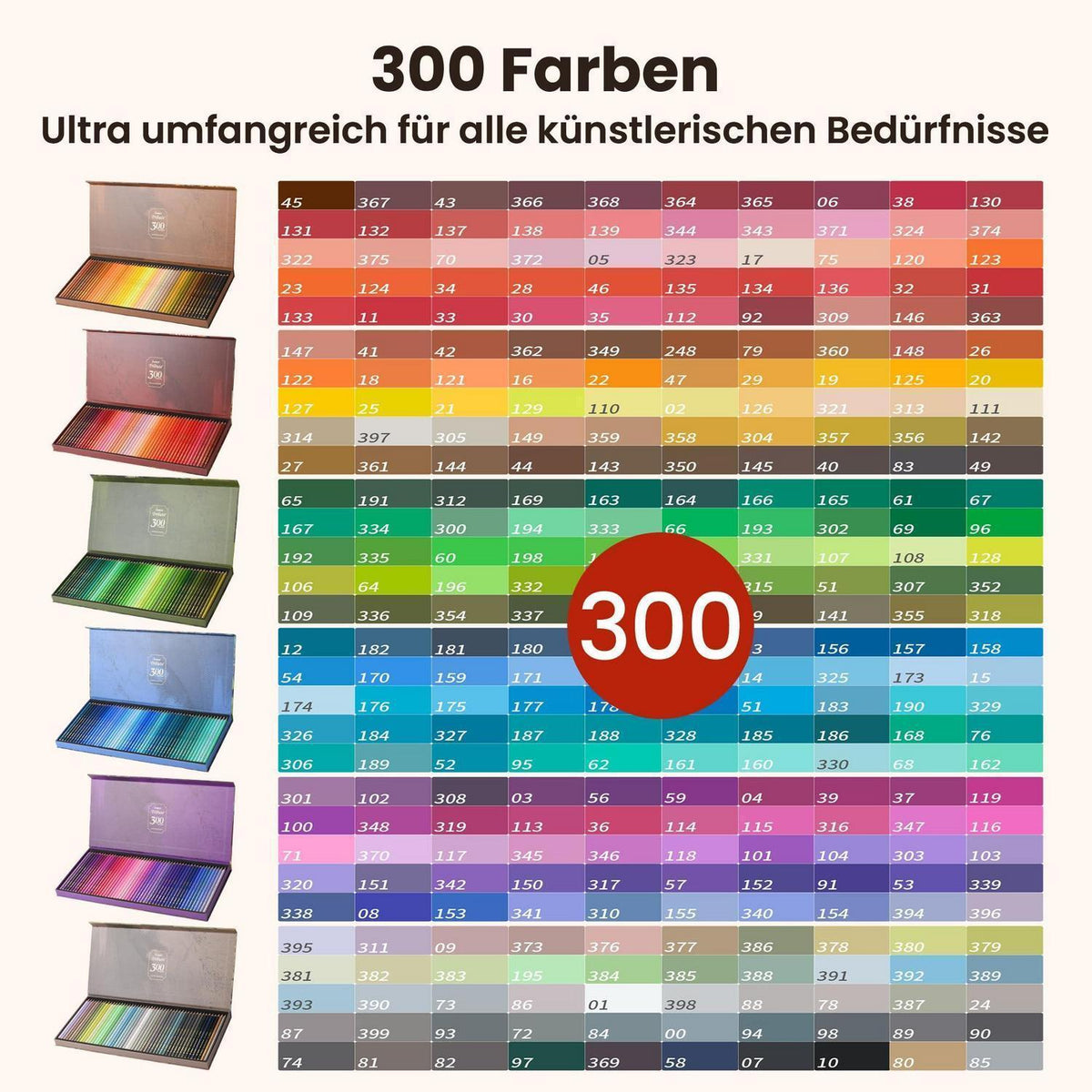300-Farben Ölfarbstifte Set für Künstler & Ausmalbilder