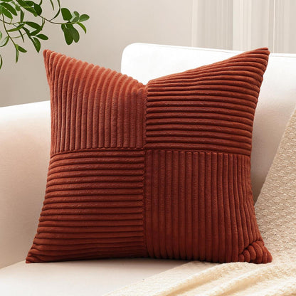 Cord Kissenbezug gestreift, 40x40 cm, Dunkelrost