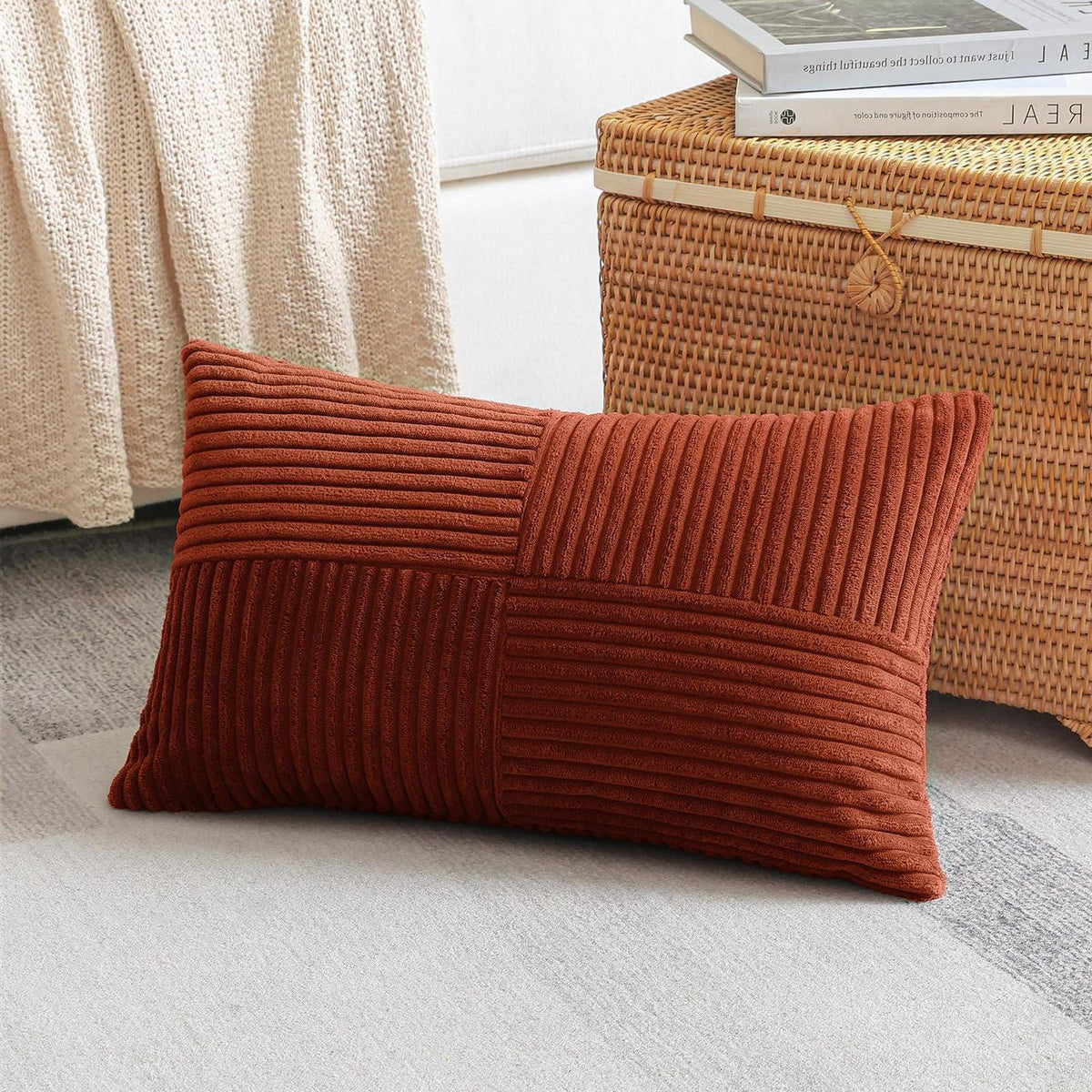 Cord Kissenbezug 40x60 cm, Dunkelrost, 2er Set