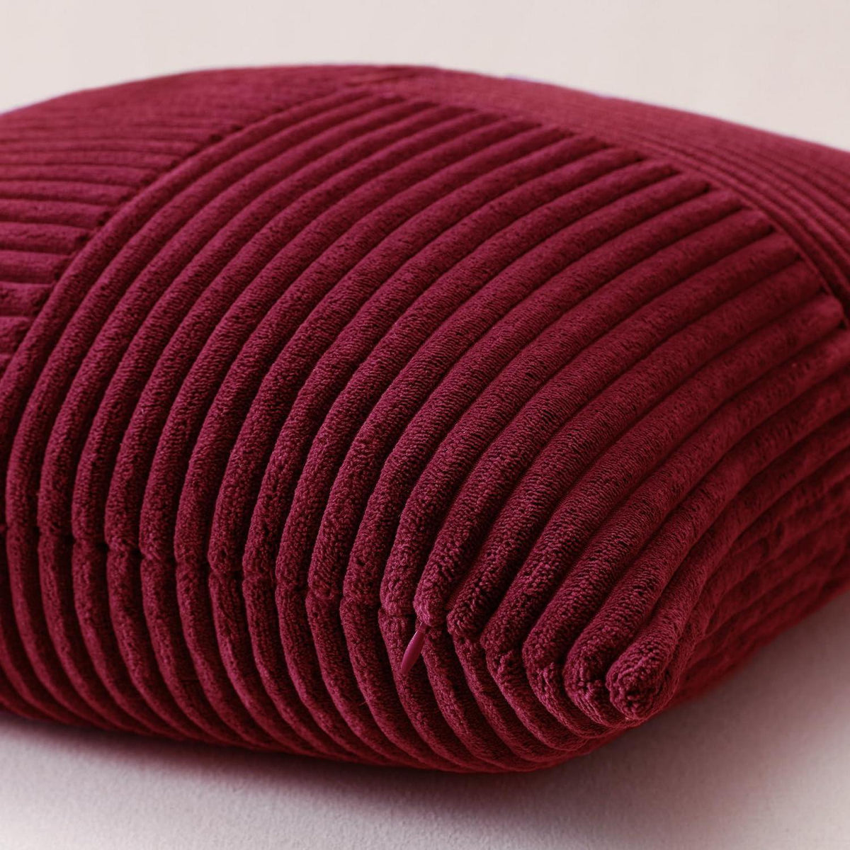 2x Cord Kissenbezug gestreift, 50x50cm, Burgund