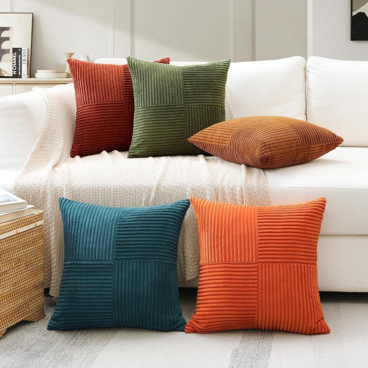 Cord Kissenbezug 40x60 cm, Rostfarben, 2er Set