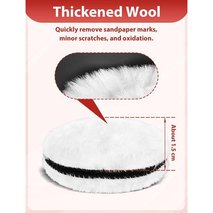 100mm Polieraufsatz Set für Winkelschleifer, 6x Wolle & Schwamm, mit Griff