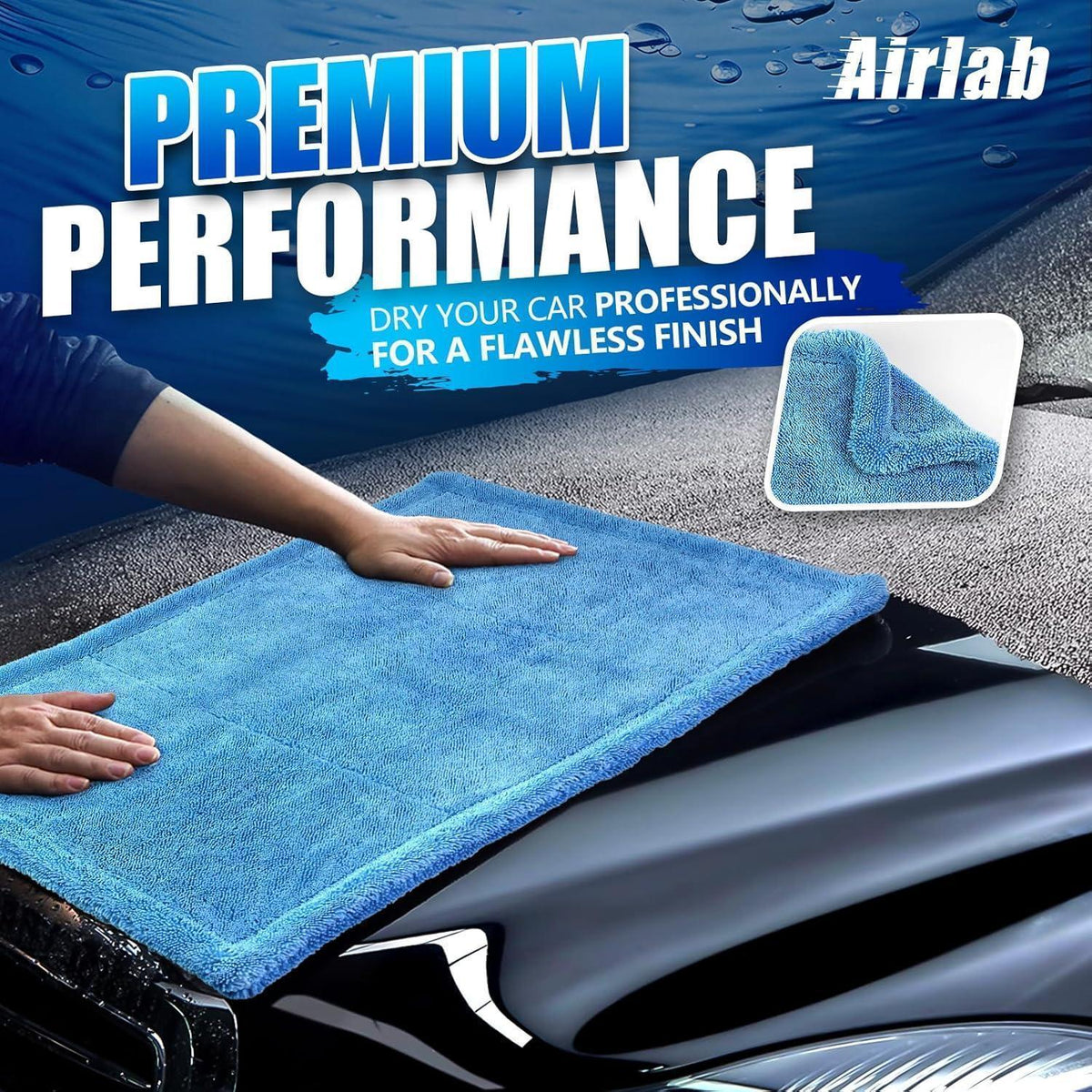 Mikrofaser Trockentuch Auto XL, 1200GSM, Blau