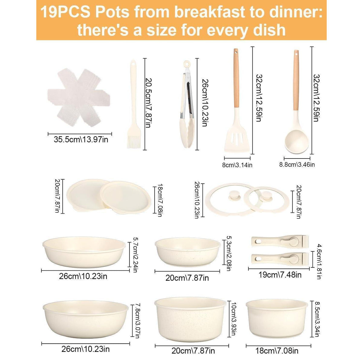 19-tlg. Topfset Keramik Induktion Beige – Antihaft & Pflegeleicht
