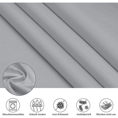 Duschvorhang Stoff 220cm lang, Grau, Wasserdicht & Waschbar