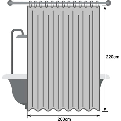 Duschvorhang Stoff 220cm lang, Grau, Wasserdicht & Waschbar