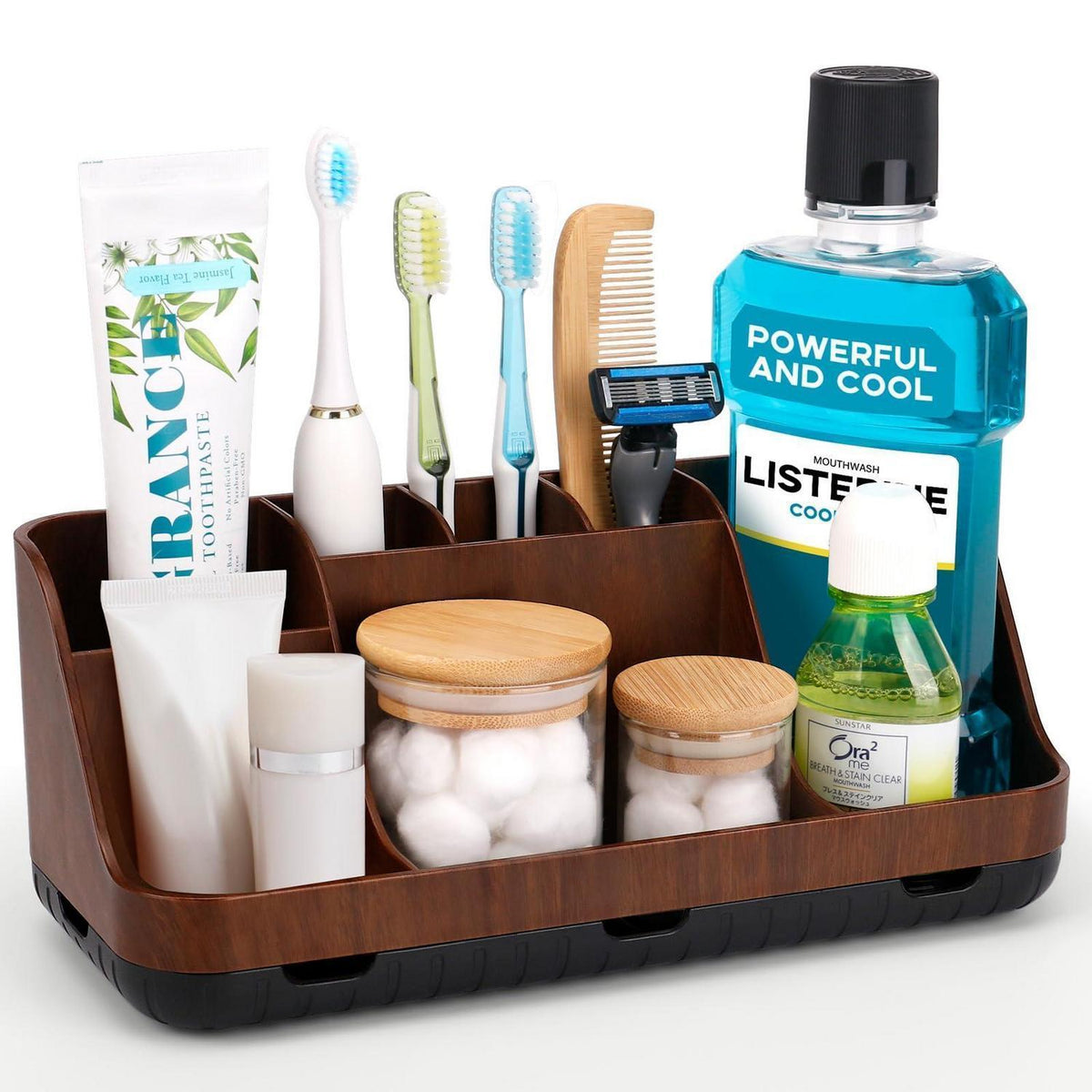 Zahnbürstenhalter Badezimmer Organizer mit 7 Slots – Braun