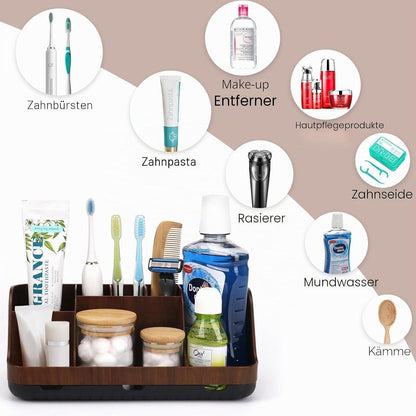 Zahnbürstenhalter Badezimmer Organizer mit 7 Slots – Braun