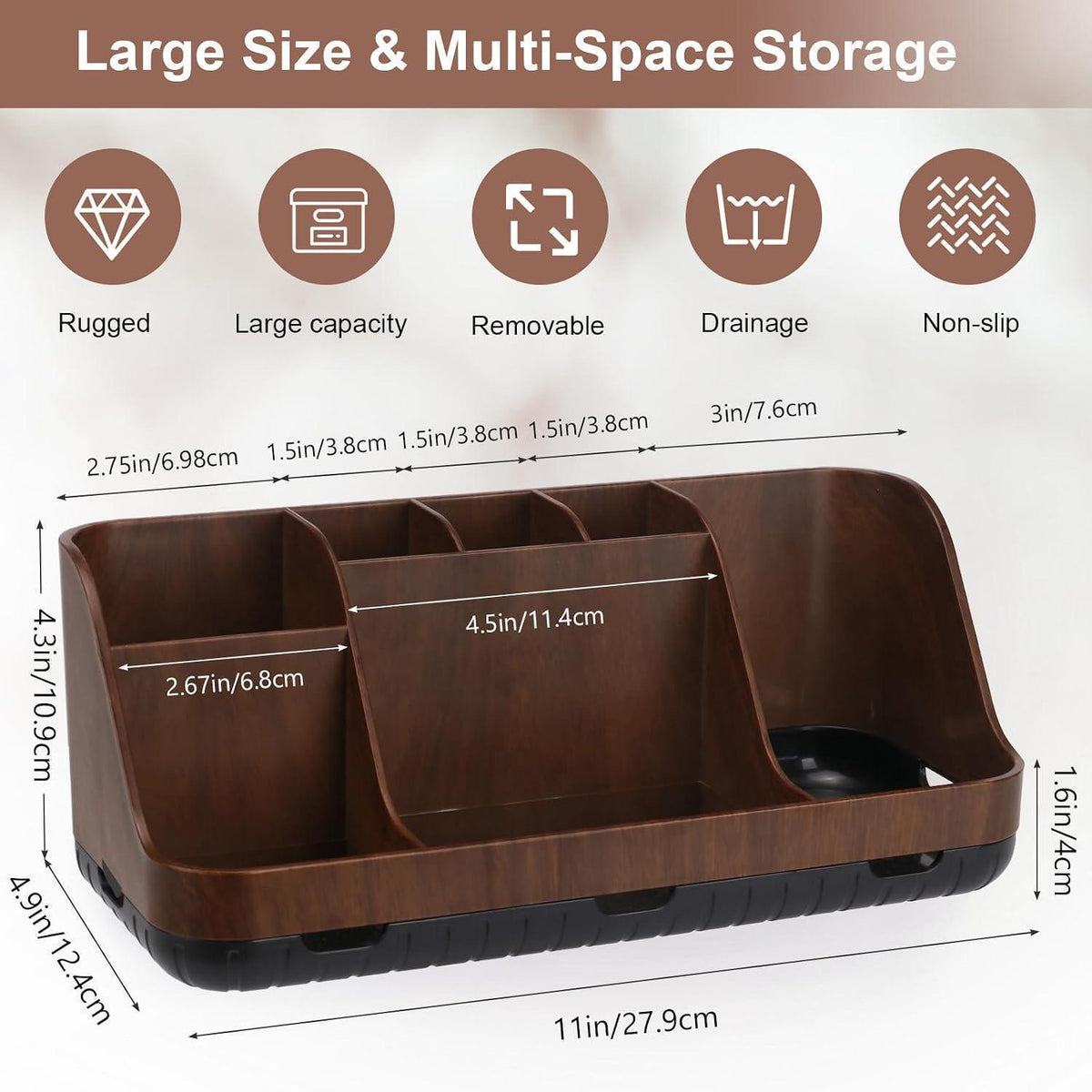 Zahnbürstenhalter Badezimmer Organizer mit 7 Slots – Braun