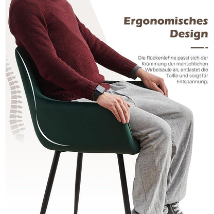 Samt Esszimmerstühle 2er Set mit Armlehnen, Grün