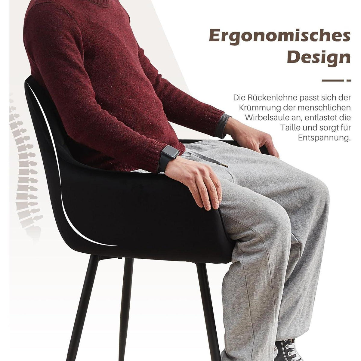 Esszimmerstühle Set 4er mit Armlehne Schwarz Samt