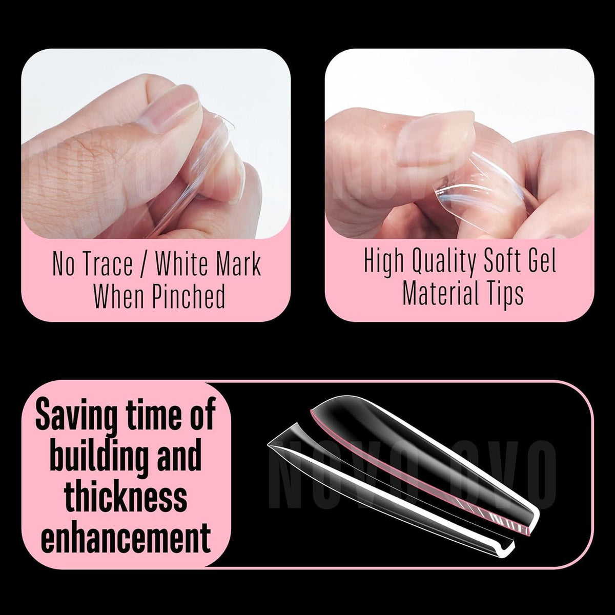 Extra dicke Coffin Nails L Natural – 450 Stück für perfekte Passform