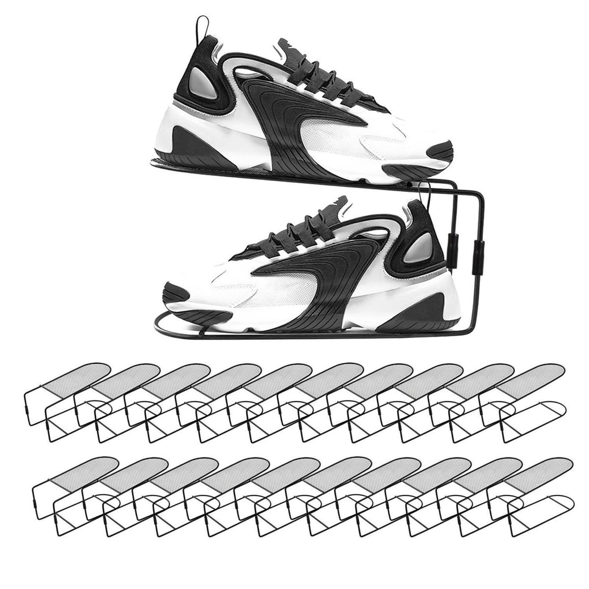 Platzsparender Schuhstapler (20er Set, Schwarz)