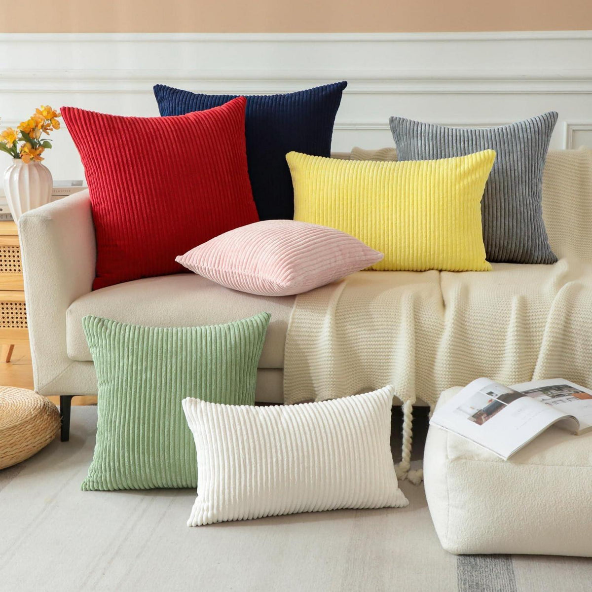 Cord Kissenbezug 40x60 cm Beige