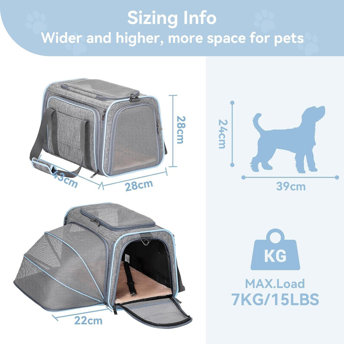 Faltbare Transporttasche für Katze & Hund – Komfort & Sicherheit