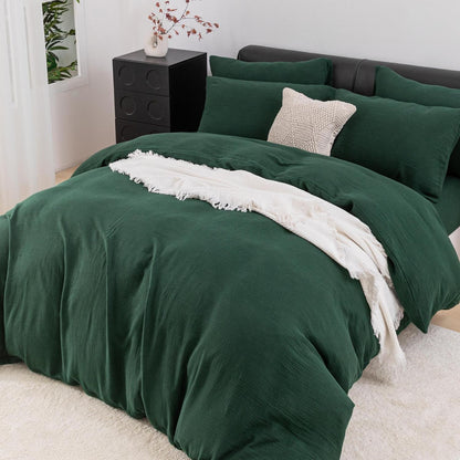 Doppelte Muslin Bettwäsche Dunkelgrün 155x220 cm - 3-teilig