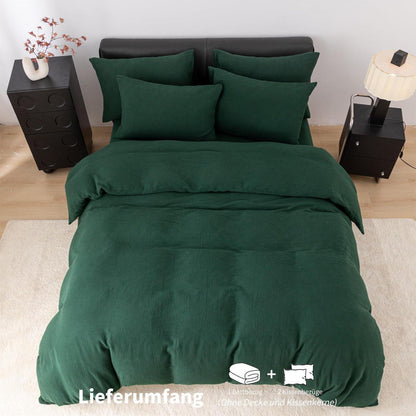 Doppelte Muslin Bettwäsche Dunkelgrün 155x220 cm - 3-teilig