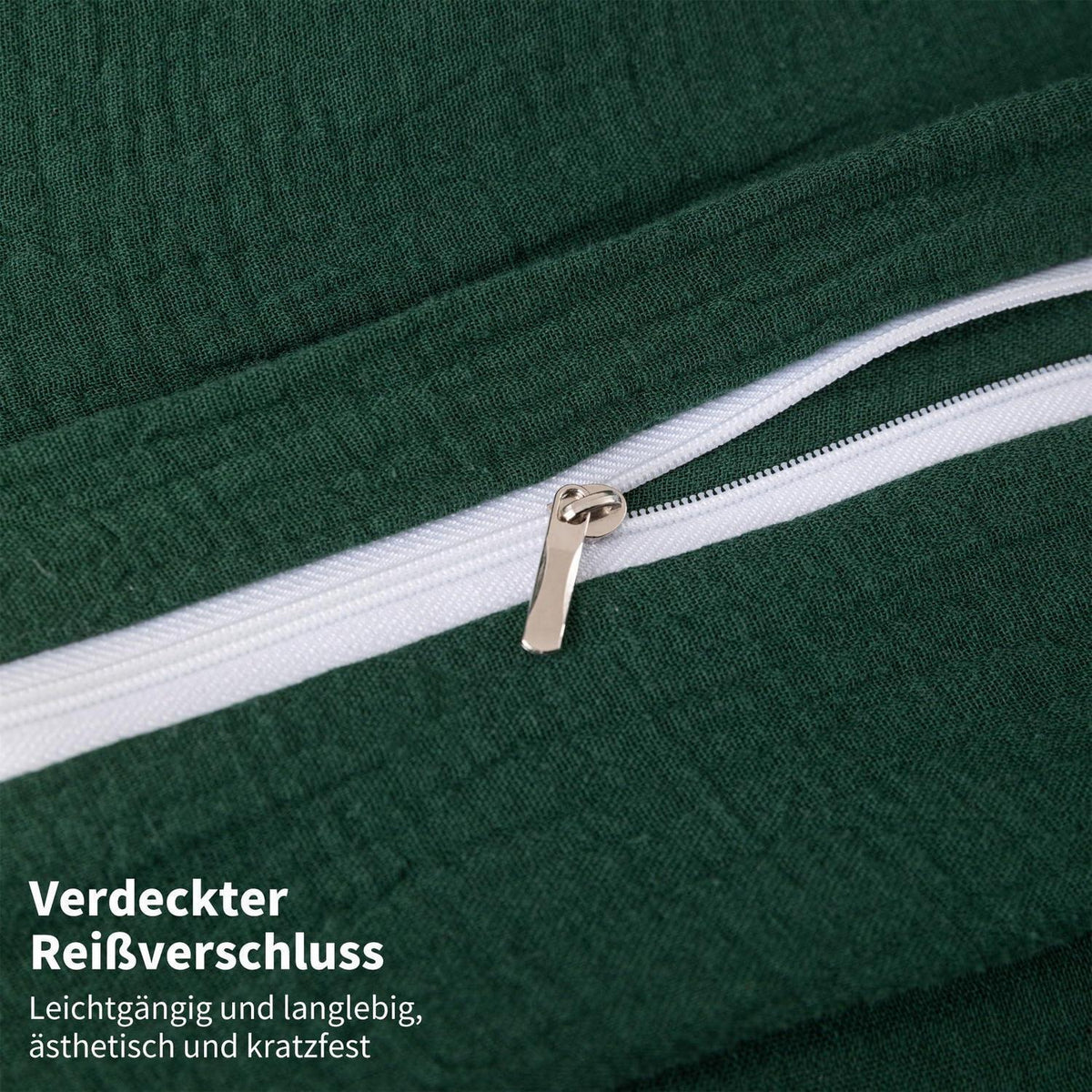 Doppelte Muslin Bettwäsche Dunkelgrün 200x220 cm - 3-teilig