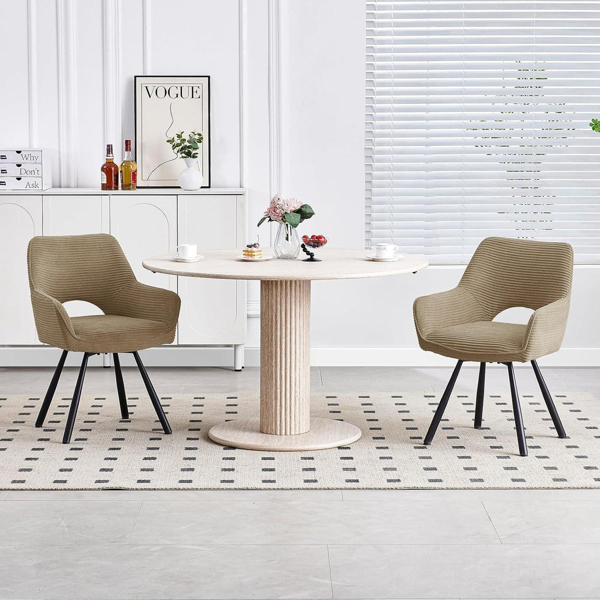 2er Set Drehbar Stühle | Bequeme Esszimmerstühle Braun