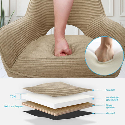 2er Set Drehbar Stühle | Bequeme Esszimmerstühle Braun