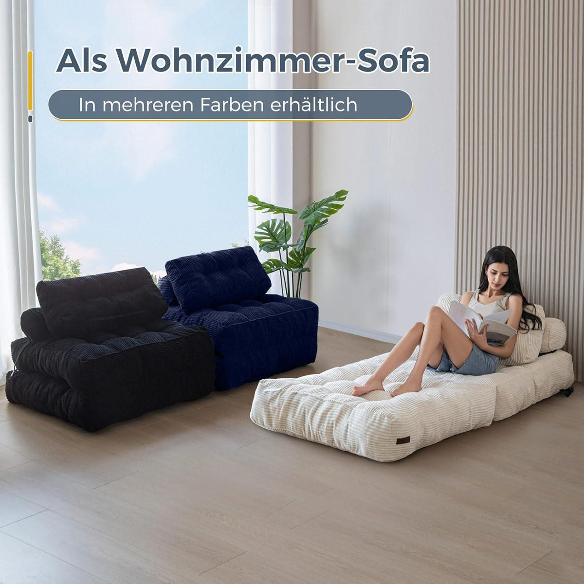 Faltbares Schlafsofa mit Kissen – Bequemes Bett für Wohnzimmer