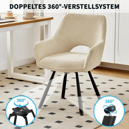360° Drehbarer Esszimmerstuhl mit Armlehnen, Beige
