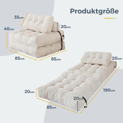 Faltbares Schlafsofa mit Kissen & Matratze – Komfortables Bodensofa
