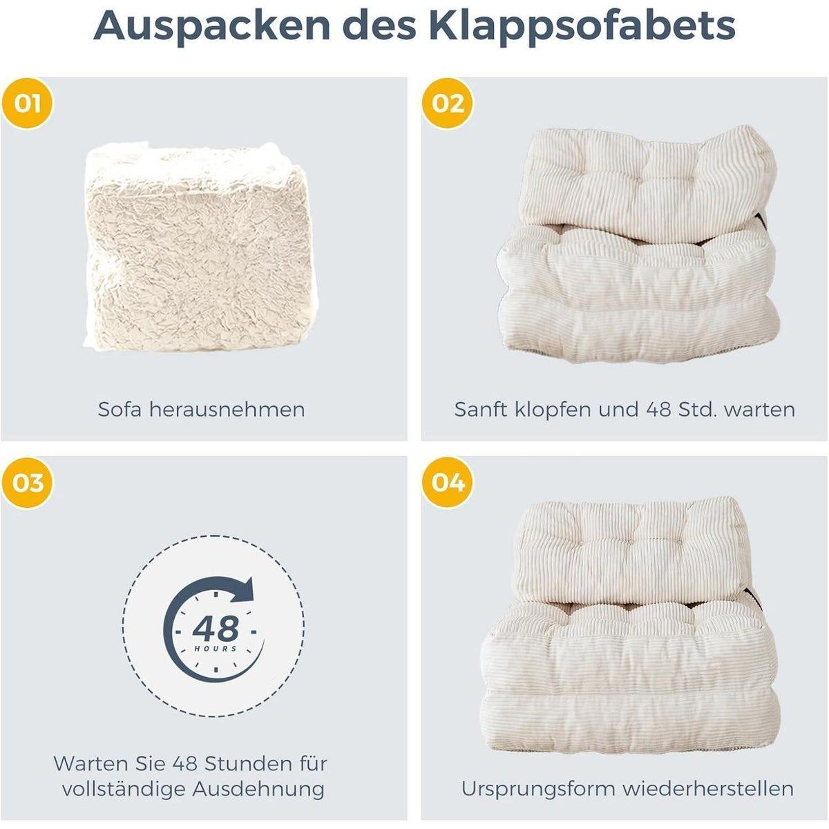 Faltbares Schlafsofa mit Kissen & Matratze – Komfortables Bodensofa