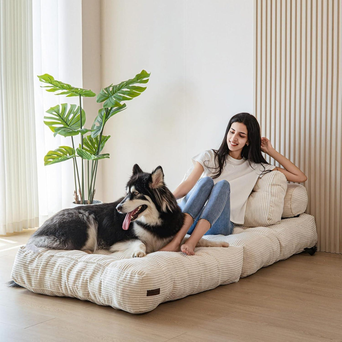 Faltbares Schlafsofa mit Kissen & Matratze – Komfortables Bodensofa