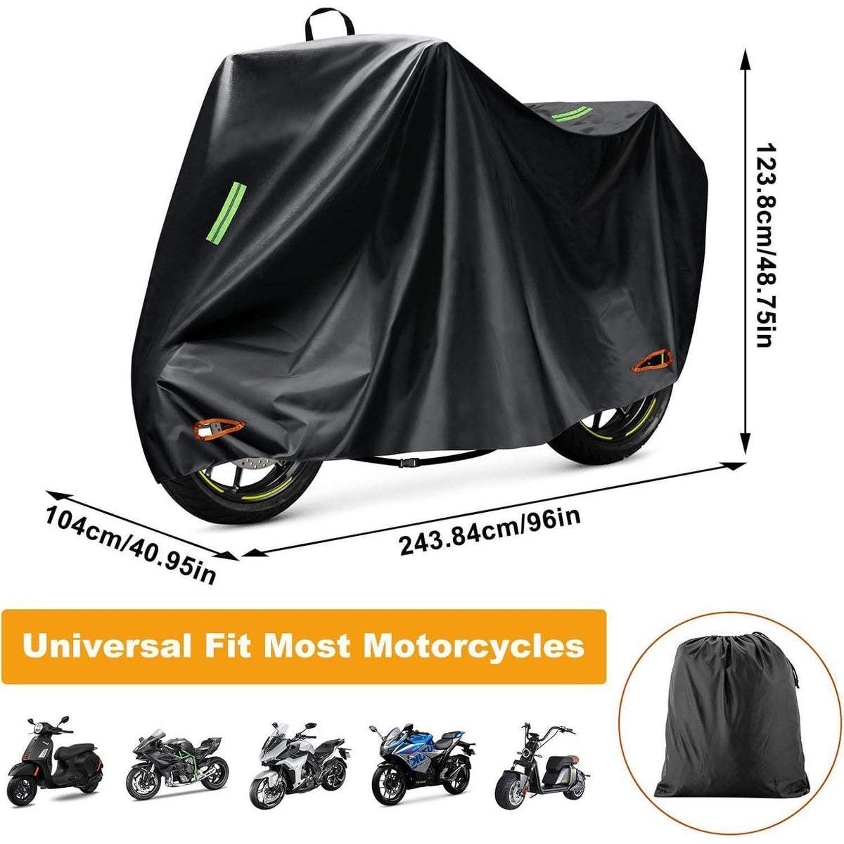 Motorrad Abdeckplane Wasserdicht 245x105x125cm mit Schlossloch