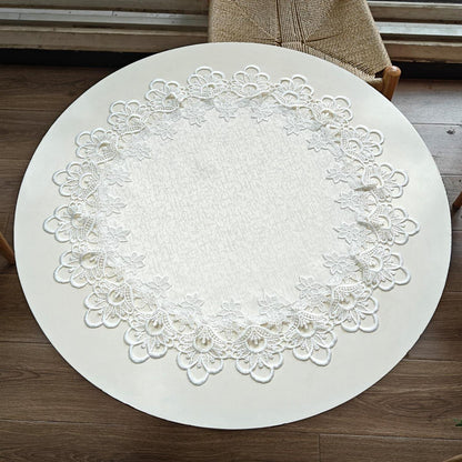 Runde Tischdecke Blumenstickerei 58cm – Elegante Tischdekoration
